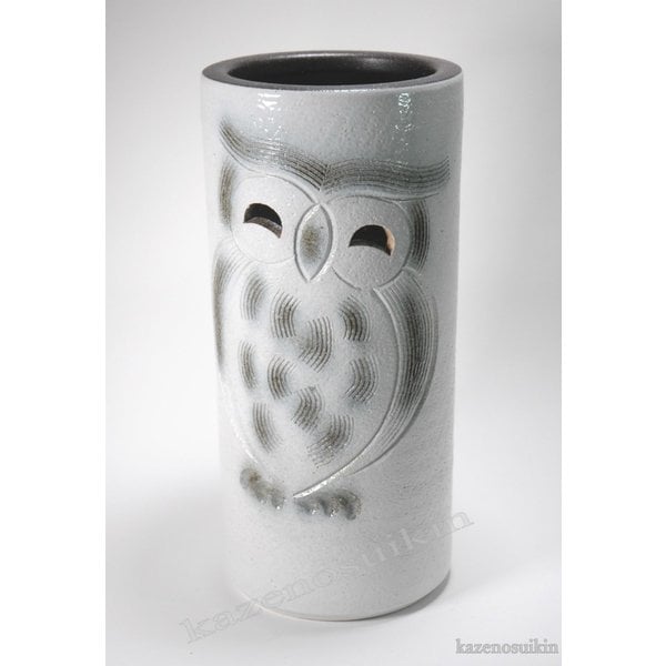 白ぼかしふくろう傘立　（信楽焼き・陶器・傘立て・梅雨・雨・玄関・収納・B046-01）