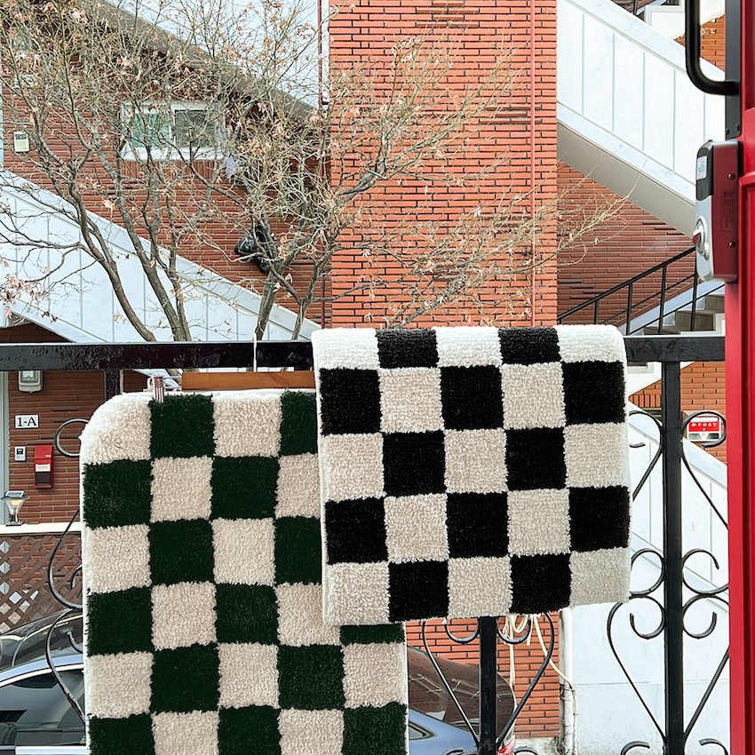 チェッカーボードラグマットミニラグ/バス/トイレ/キッチン/ポーチ（4 color）