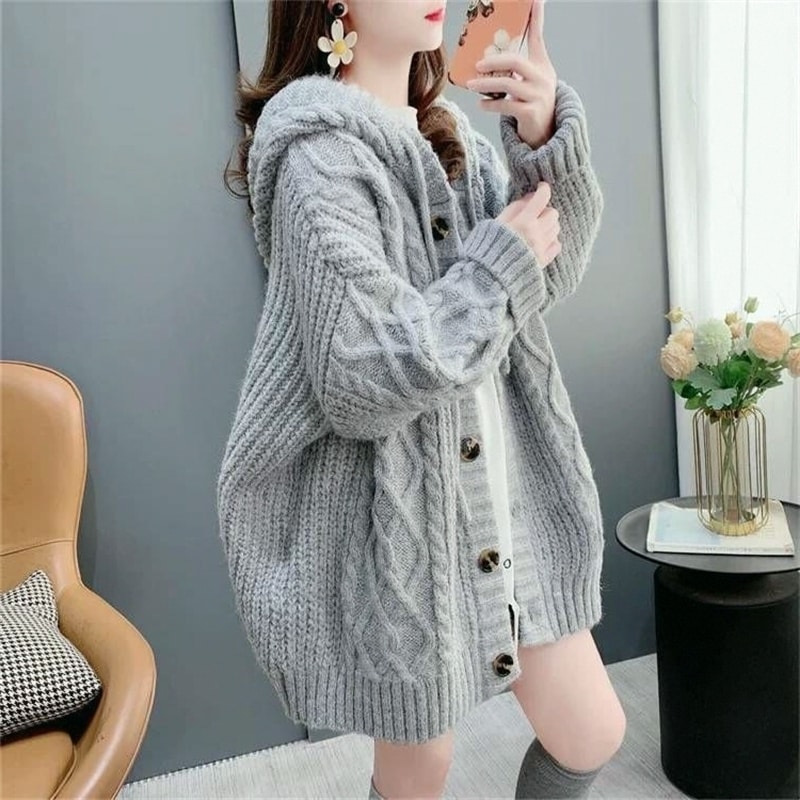 アウター カーディガン 長袖 ボリューム袖 前開き ボタン フード付き かわいい 大人可愛い きれいめ シンプル 上品 おしゃれ かっこいい カジュアル こなれ感 個性的 主役級 存在感 抜け感 冬