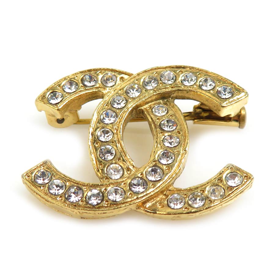 シャネル CHANEL ブローチ ココマーク メタル/ラインストーン ゴールド/シルバー レディース e59785g