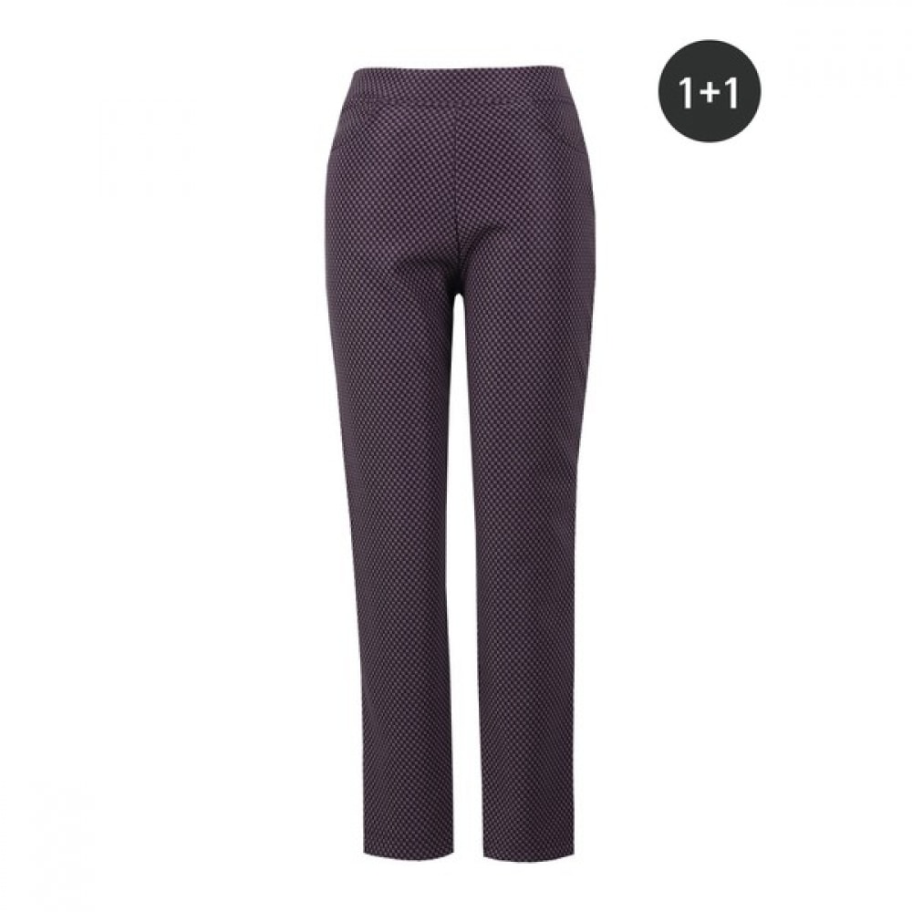 (ノーブルジーンズ) ノーブルジーンズ女性用チェック起毛バンディング 1+1冬用レディースパンツ着心地の良いパンツゴムバンド起毛バンドボディリムーバル中年女性用防寒服