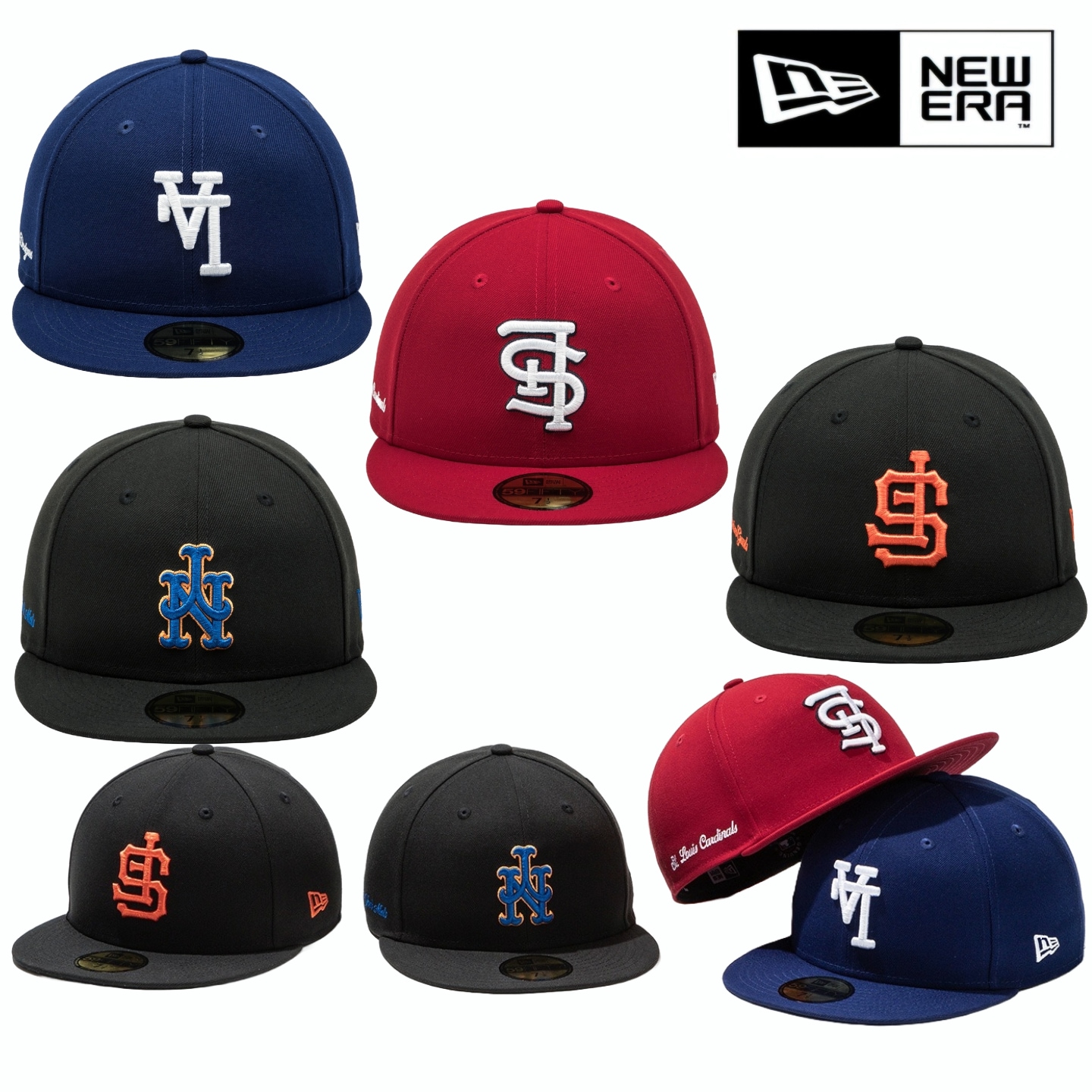 59FIFTY MLB UPSIDE DOWN, 2025 LAドジャース 刺繍ロゴ レタリング チェン帽子 スナップバック ロゴ 逆適用 カップル帽子