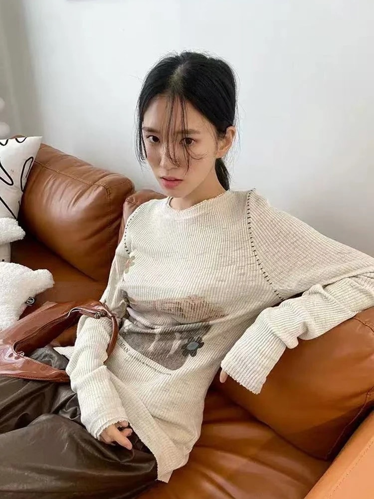 女性用長袖Tシャツ,y2kヴィンテージプリント,原宿,スリム,カジュアル,ゴシック,ストリートウェア - AliExpress 200000345