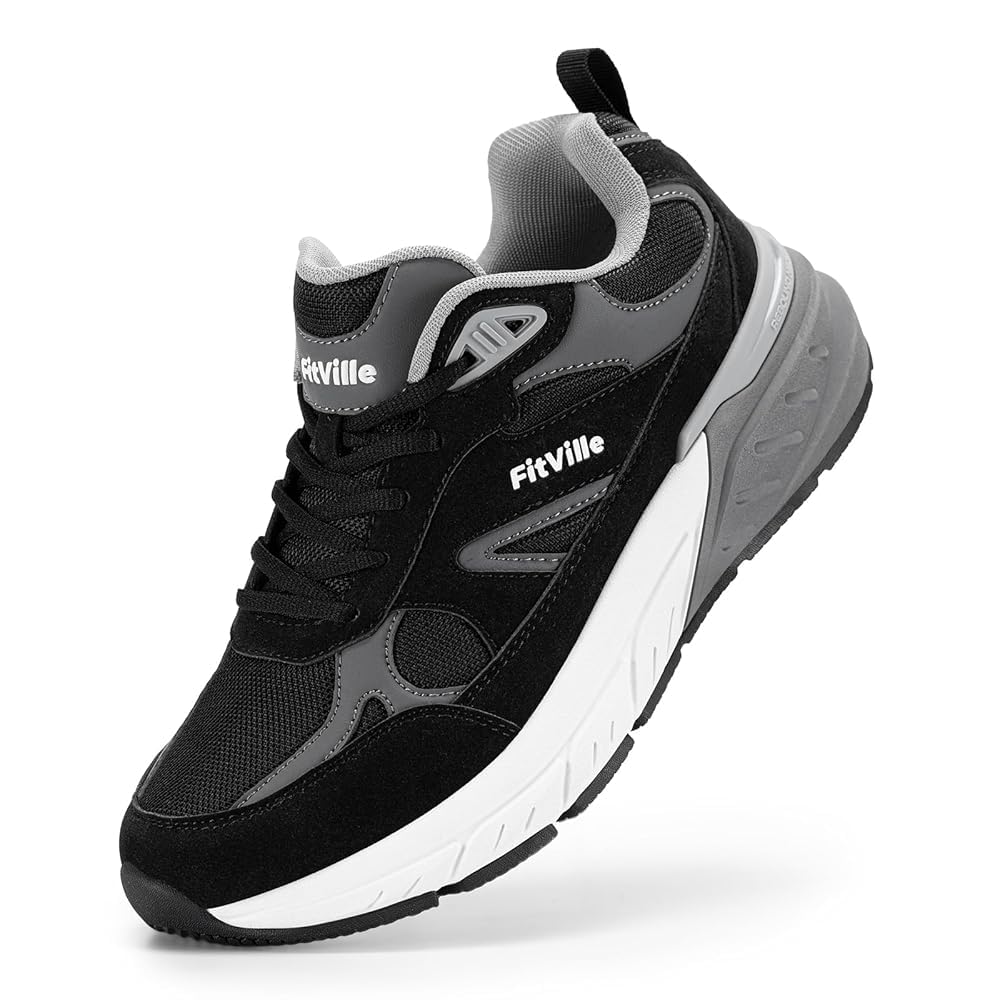 [FitVille] 幅広 メンズ スニーカー 2E 4E ウォーキングシューズ ランニング トレーニング 体育館 運動 立ち仕事 靴 厚底 疲れない スエード