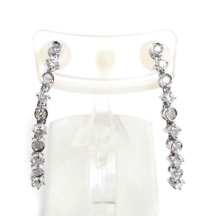 K18WG/K14WG ピアス ダイヤモンド0.26ct/0.26ct 2.2g レディース 中古