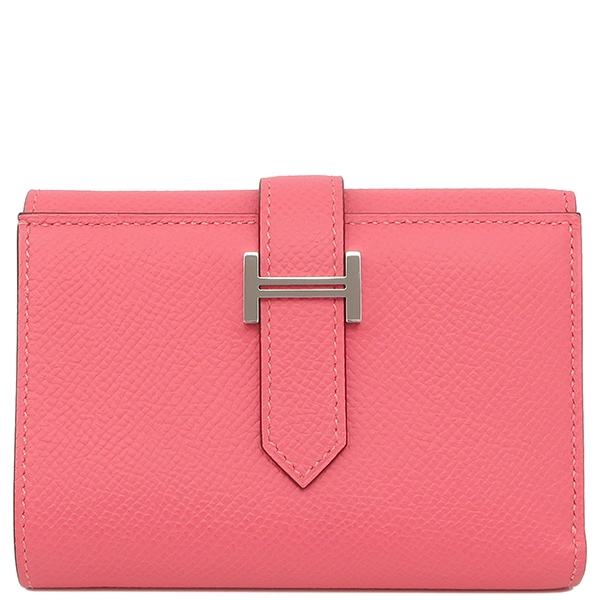 エルメス HERMES 三つ折り財布 ベアン コンビネ ヴォーエプソン ローズアザレ シルバー金具 W刻印（2024年製） 【箱】【中古】