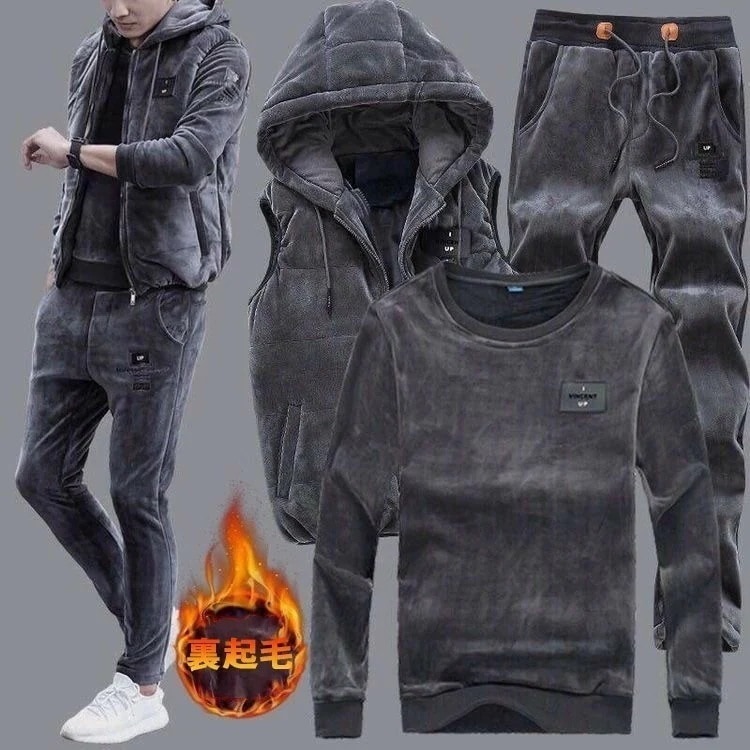 3点セット ジャケット セットアップ メンズ 長袖 スウェット セットアップ 裏起毛 ボア ジップパーカー スエット パンツ ベスト ジャージ ダンス 普段着 部屋着 お兄系 オラオラ系 上下 パンツ