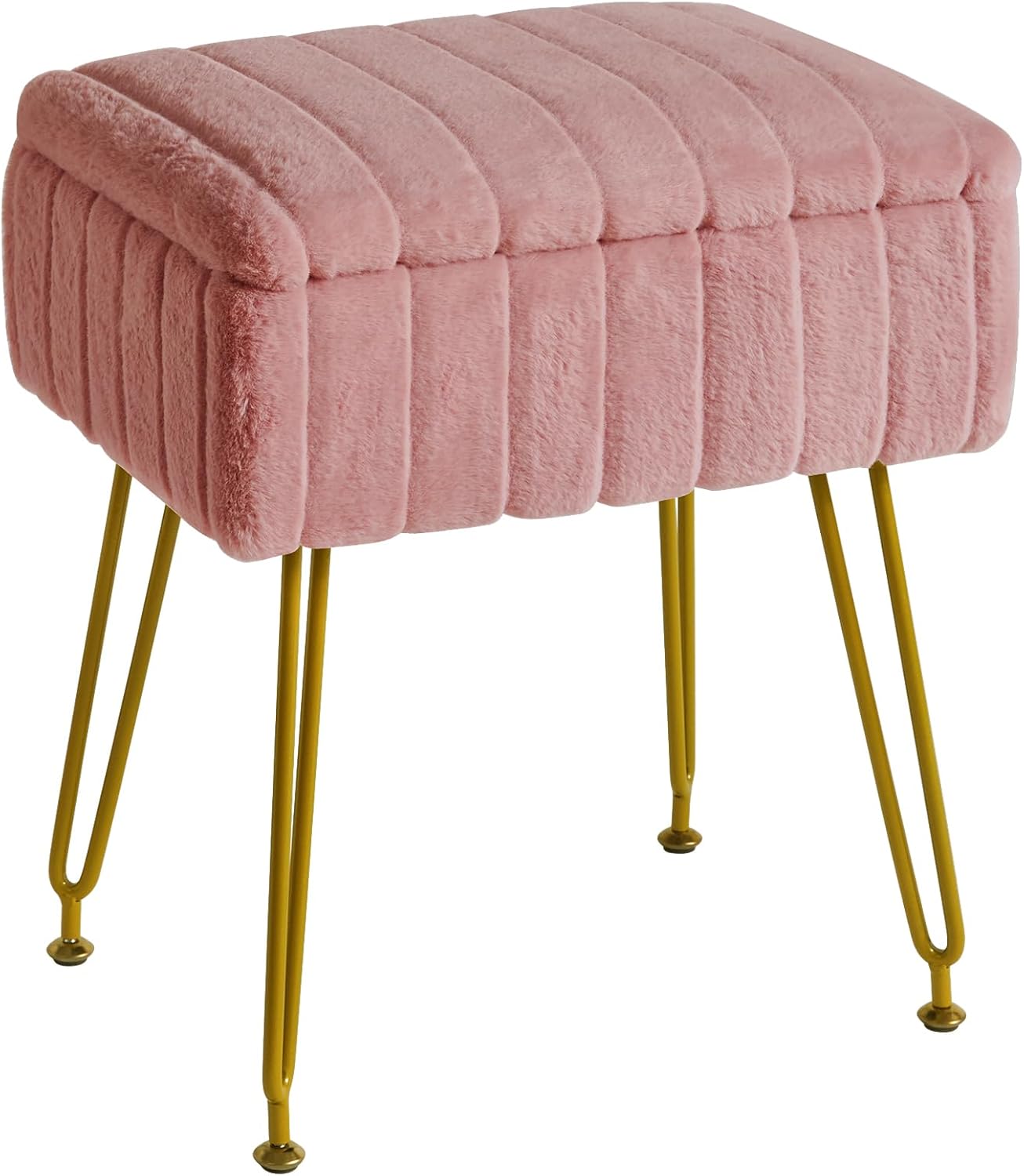 JPLG-50P 収納オットマン スツール 足置き テディベア材質 取り外し可能なカバー 大容量 持ち運びに便利 ピンク リビング/玄関/寝室に適用