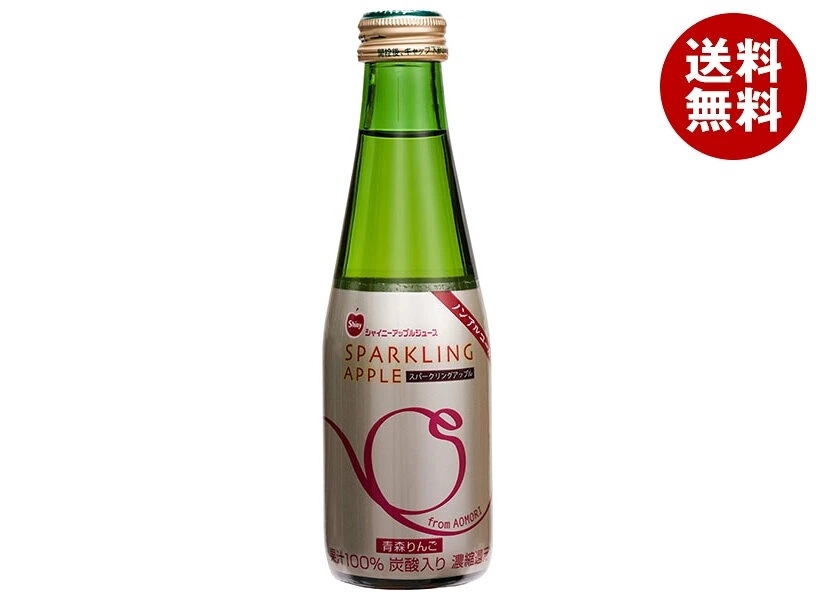 青森県りんごジュース シャイニー スパークリングアップル 200ml瓶×24本入×(2ケース)