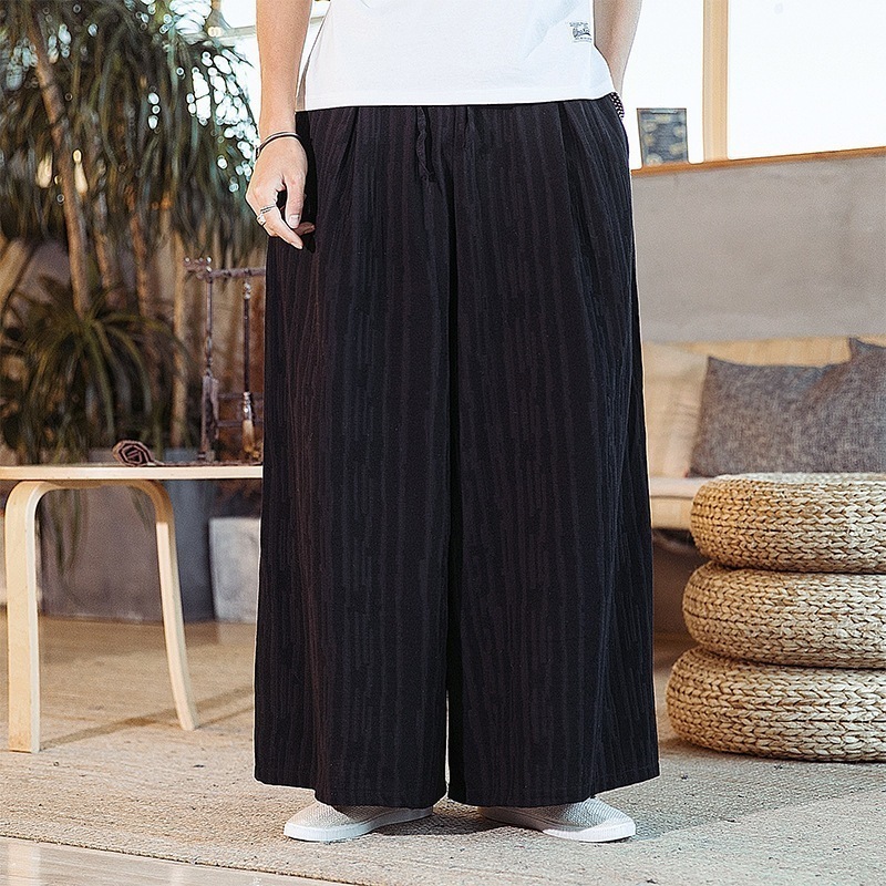 ワイドパンツ メンズ 麻パンツ サルエル リネンパンツ バギーパンツ 涼しい 黒 レッド 春 夏 秋