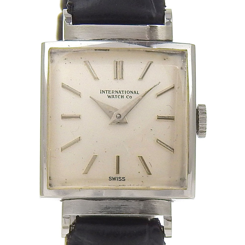 腕時計 Pt900プラチナ 型押しレザー 手巻き レディース シルバー文字盤 中古品 45,370円