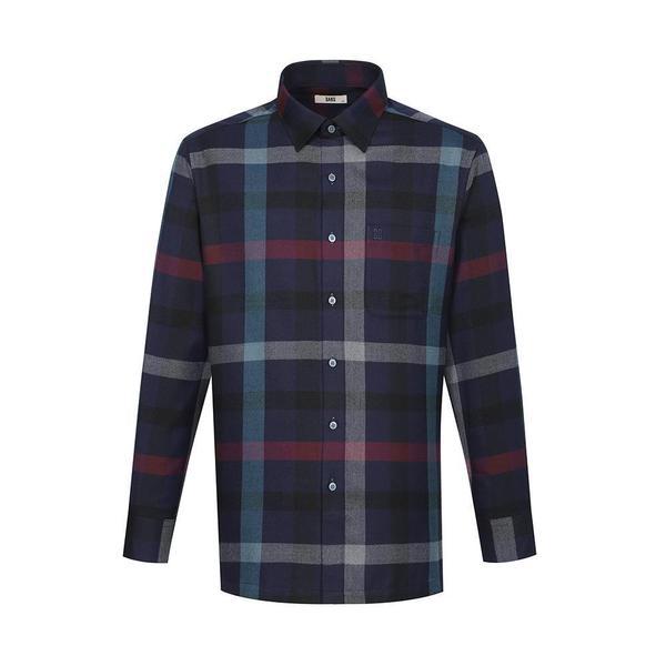 裏起毛ポリ混紡イージーケア ラージチェックシャツ レギュラーフィット__DKW2SHCL443N1