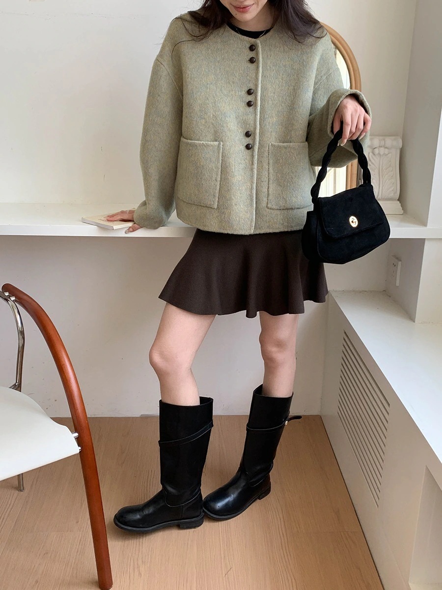 フランス製ヴィンテージ・シャンブレー・ウール・ダブルフェイス・ツイード・ジャケット