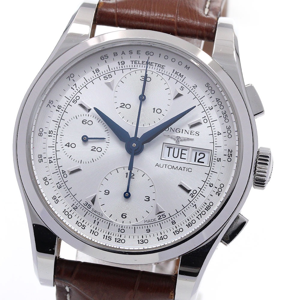 ロンジン LONGINES L2.747.4 ヘリテージ 1954 クロノグラフ デイデイト 自動巻き メンズ 保証書付き_845111【中古】