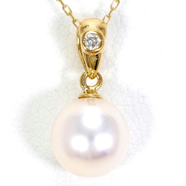 K18 18金 YG イエローゴールド ネックレス パール(真珠) ダイヤ ジュエリー 中古