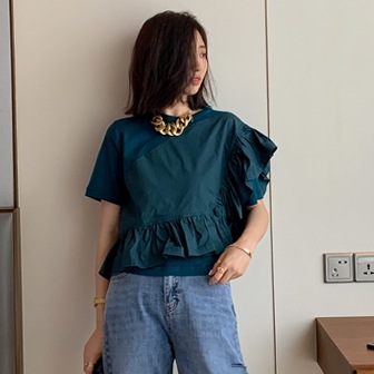 レディース 春夏 トップス シャツ Tシャツ 白シャツ 白トップス 袖あり 半袖 ボリューム袖