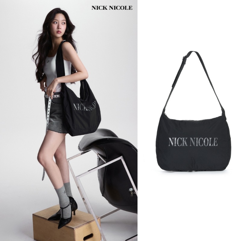 NICOLE NYLON BIG SQUARE BAG_BLACK