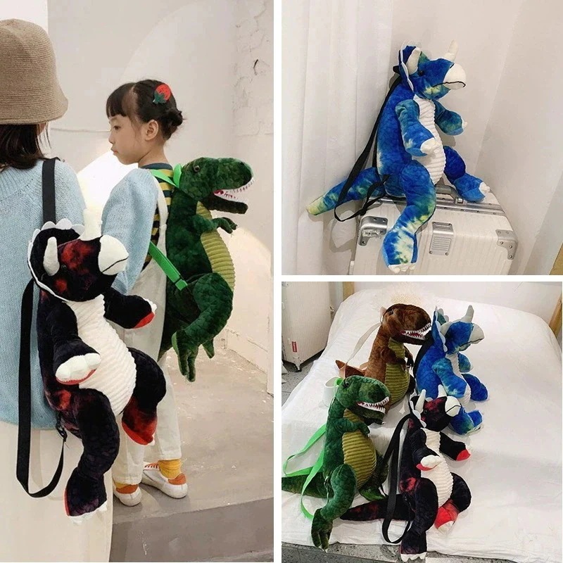 恐竜子供用バックパックかわいい親子動物人形ティラノサウルス ステゴサウルス バックパック