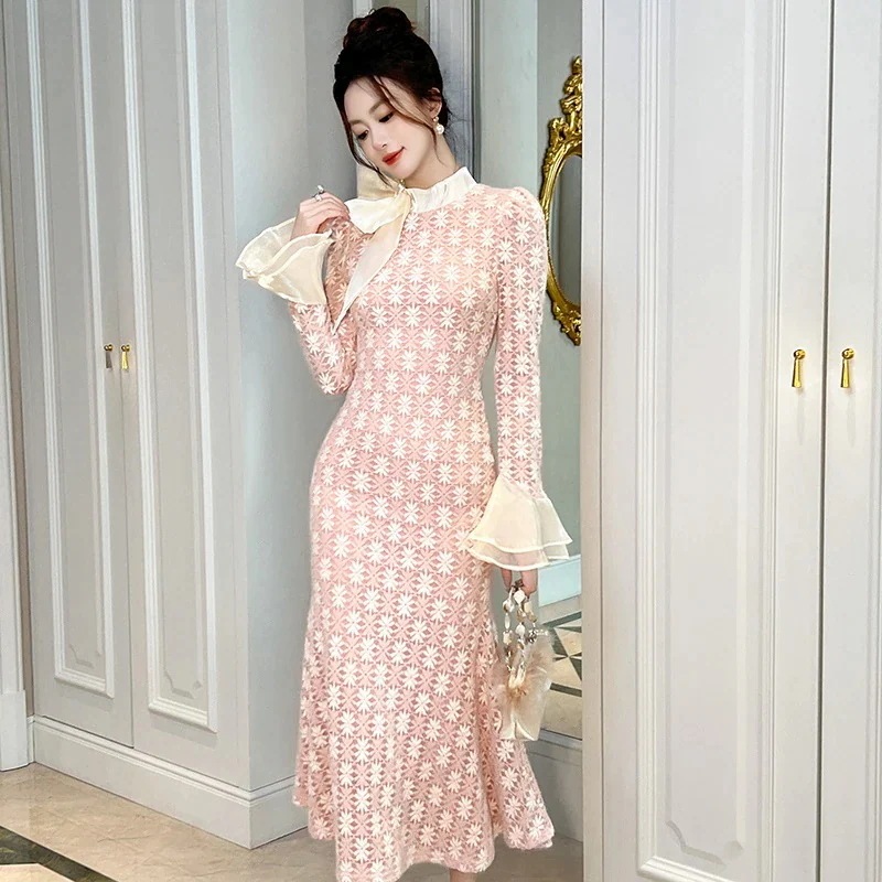 2025秋冬新品 優しい マーメイド リボン ドレス パーティー キャバ 大人 同窓会 披露宴 卒業式 結婚式 演奏会 ウェディング 二次会 メガ割30%までに制限