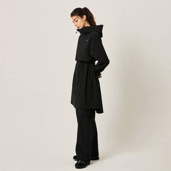 女性機能性ロングフードレインコート SPJPCNJK351WBLK 709588