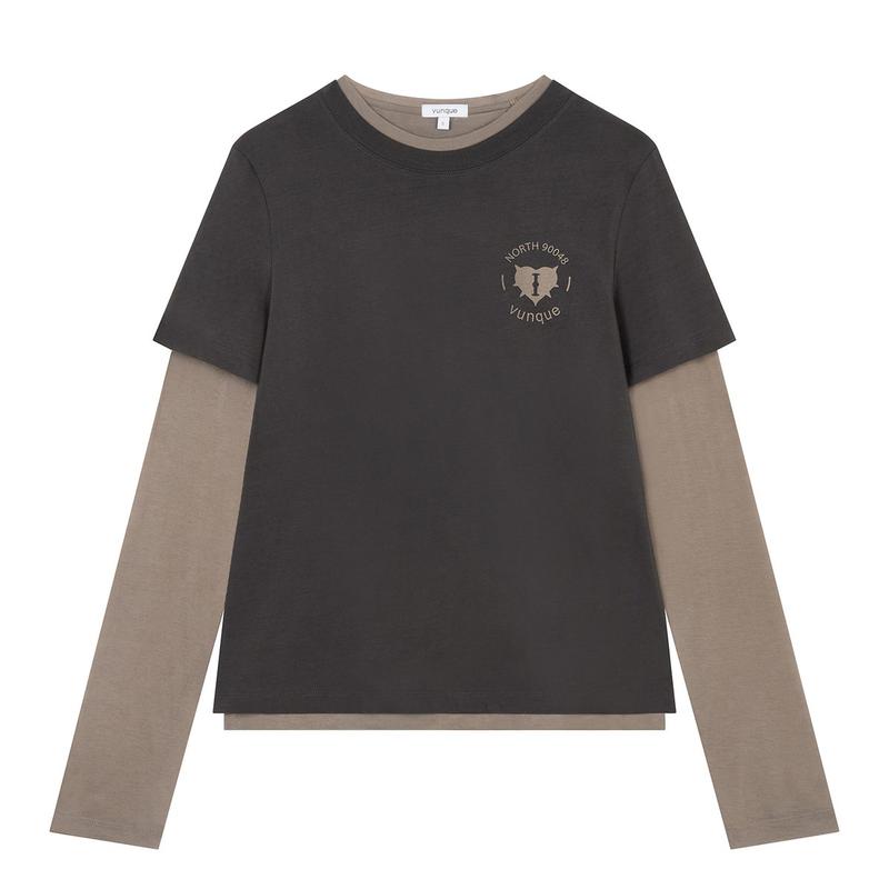 Romantic Goth Layered T-shirt (ロマンチックゴスレイヤードTシャツ)チャコールベージュ _ VQB5-1TS801-1CHXX