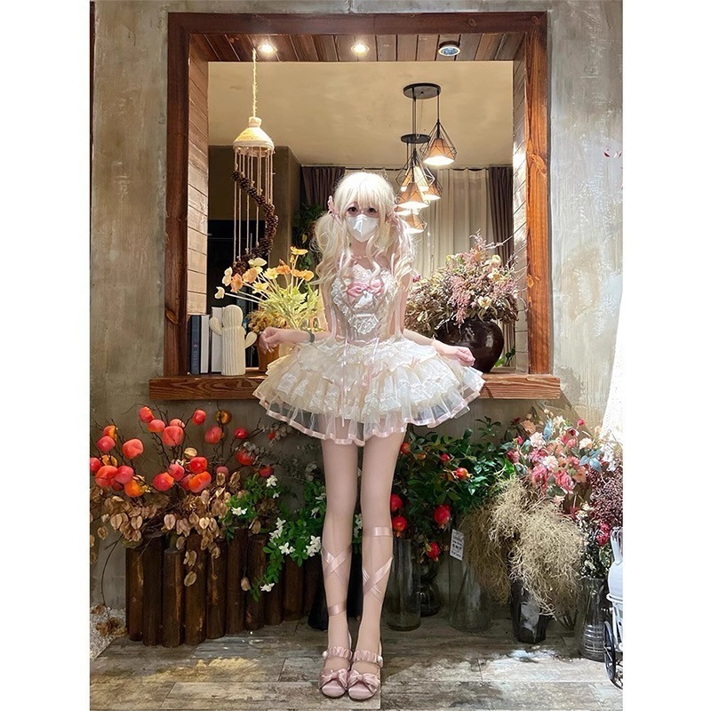 ロリータ Lolita ハーネスワンピ JSK バレエ風ショート 優雅 甘い 夏 ワンピース