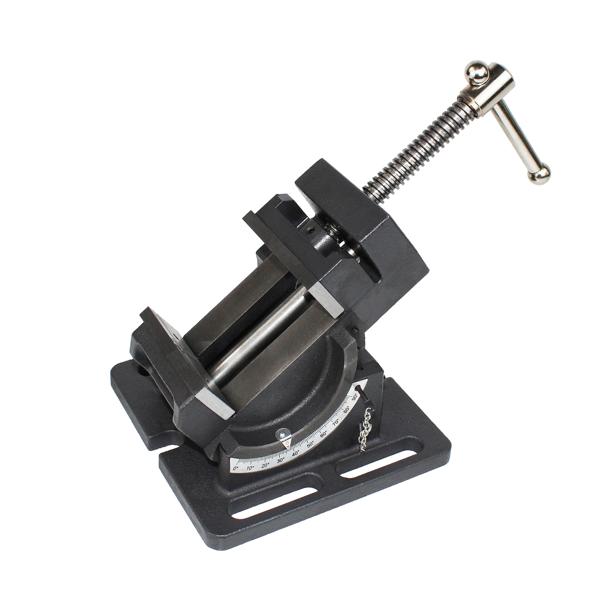 アングルマシンバイス 最大開口76mm 角度調整0-90 卓上ボール盤万力 旋盤用 鋳鉄製 重さ5.8kg 240x180x120mm