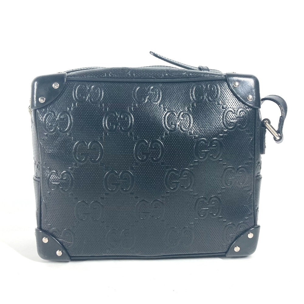 ショルダーバッグ 626363 GG エンボス ロゴ ポシェット 斜め掛け カバン レザー ブラック