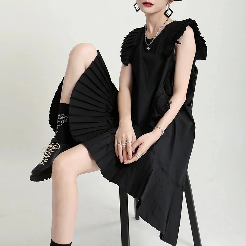 キャミワンピースノースリーブワンピースレディースウエスト引き締めおしゃれノースリーブワンピースロングワンピースシャツワンピース韓国ワンピース夏韓国ファッションFZDL59