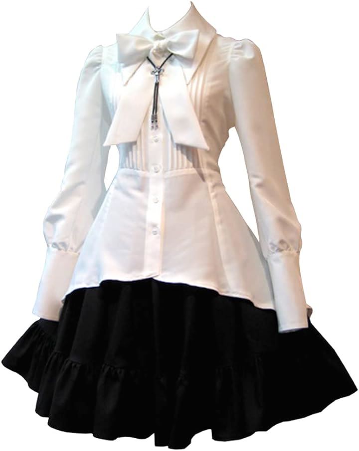シャツドレス コスプレ ロリータファッション( A/ホワイト, L)