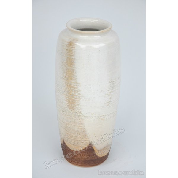 白釉松皮投入花入　11号 （信楽焼花瓶花入れ花器壺壷水盤一輪挿しフラワーベースＨ）