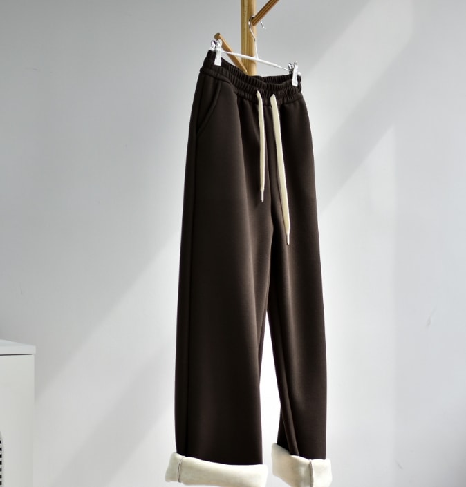 新作 レディース シルク & ウール ワイドパンツ垂れ感 裏起毛パンツ