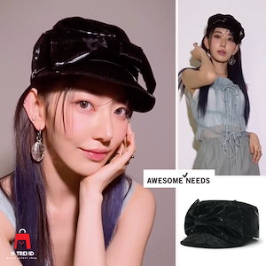 [LESSERAFIM さくら着用] 正規品 Bellboy リボン キャップ 帽子 ブラック 韓国人気女性アイドル
