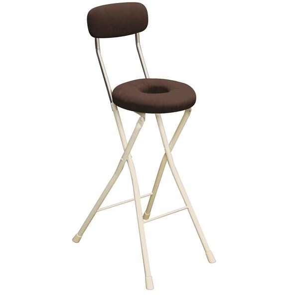 円座 折りたたみ椅子 4脚セット ブラウンミルキーホワイト 幅36cm 日本製 スチール スイーツチェア ドーナツハイ