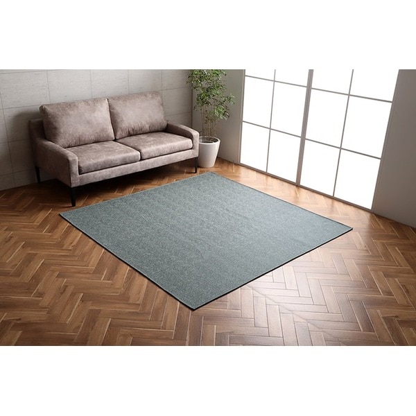 ラグ マット 絨毯 約3畳 約200×250cm ネイビー 長方形 洗える ヘリンボーン 滑りにくい 軽量 オールシーズン 床暖房対応