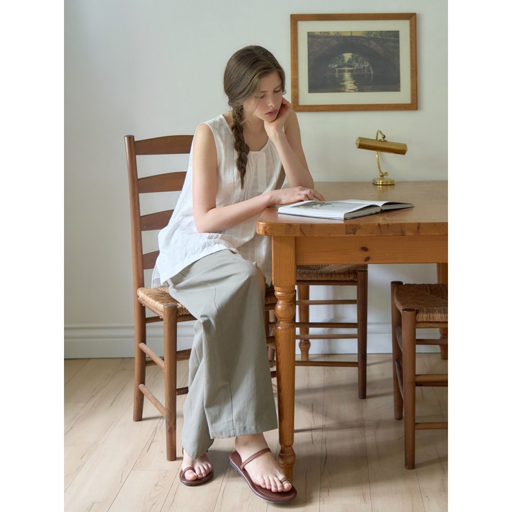 NILBY P レースパッチワークヘンリースリーブレスホワイト CHK