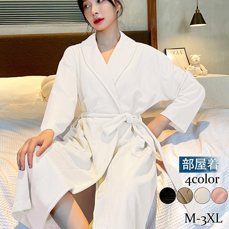 ネグリジェ レディース ナイトウェア ロング丈 長袖 ワンピース 無地 シンプル ルームウエア 部屋着 カジュアル 母の日 プレゼント