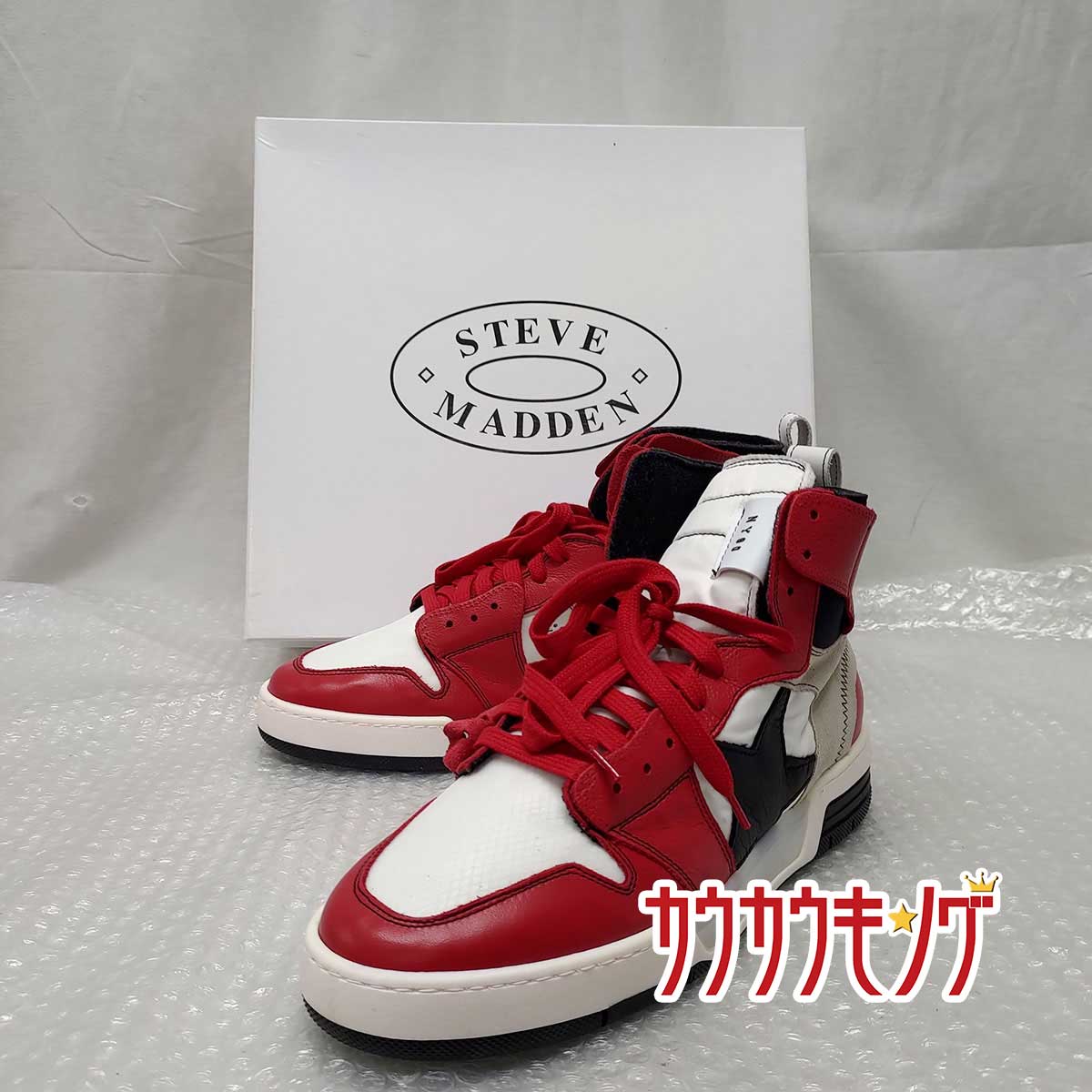 【中古】Steve Madden スティーブマデン malone red multi ハイカット スニーカー サイズ8(26.0cm) MALO01M1 メンズ