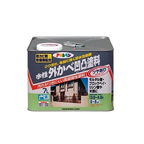 （まとめ買い）水性外かべ凹凸塗料 ツヤあり ホワイト 7L [x3缶セット]