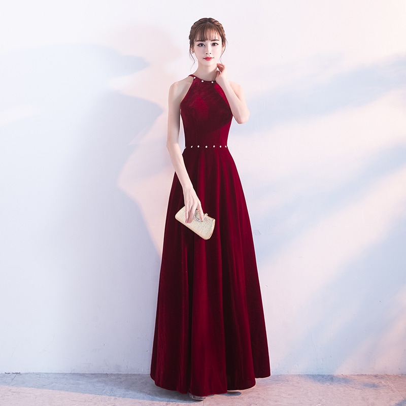 スーツ花嫁2025年夏語バージョンロングスリムでエレガントなバーガンディの結婚式のドレス女性宴会