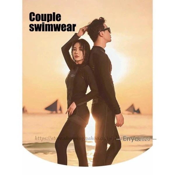 フィットネス水着 ペアルック 体型カバー 水着セット 長袖ラッシュガード セパレート レディース メンズ 5点/3点セット 水陸両用 日焼け防止 UVカット