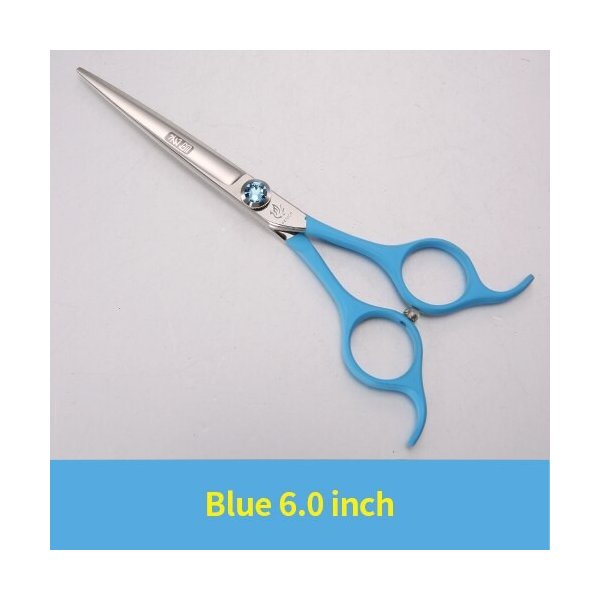 フェニスプロフェッショナルカラフルな6.5インチペット犬小動物グルーミングヘアカットストレートハサミ Blue 6.0 inch