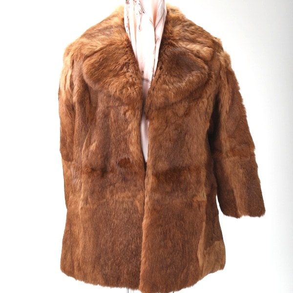 ラビット アカゲ 毛皮 ハーフコート ブラウン 6,630円