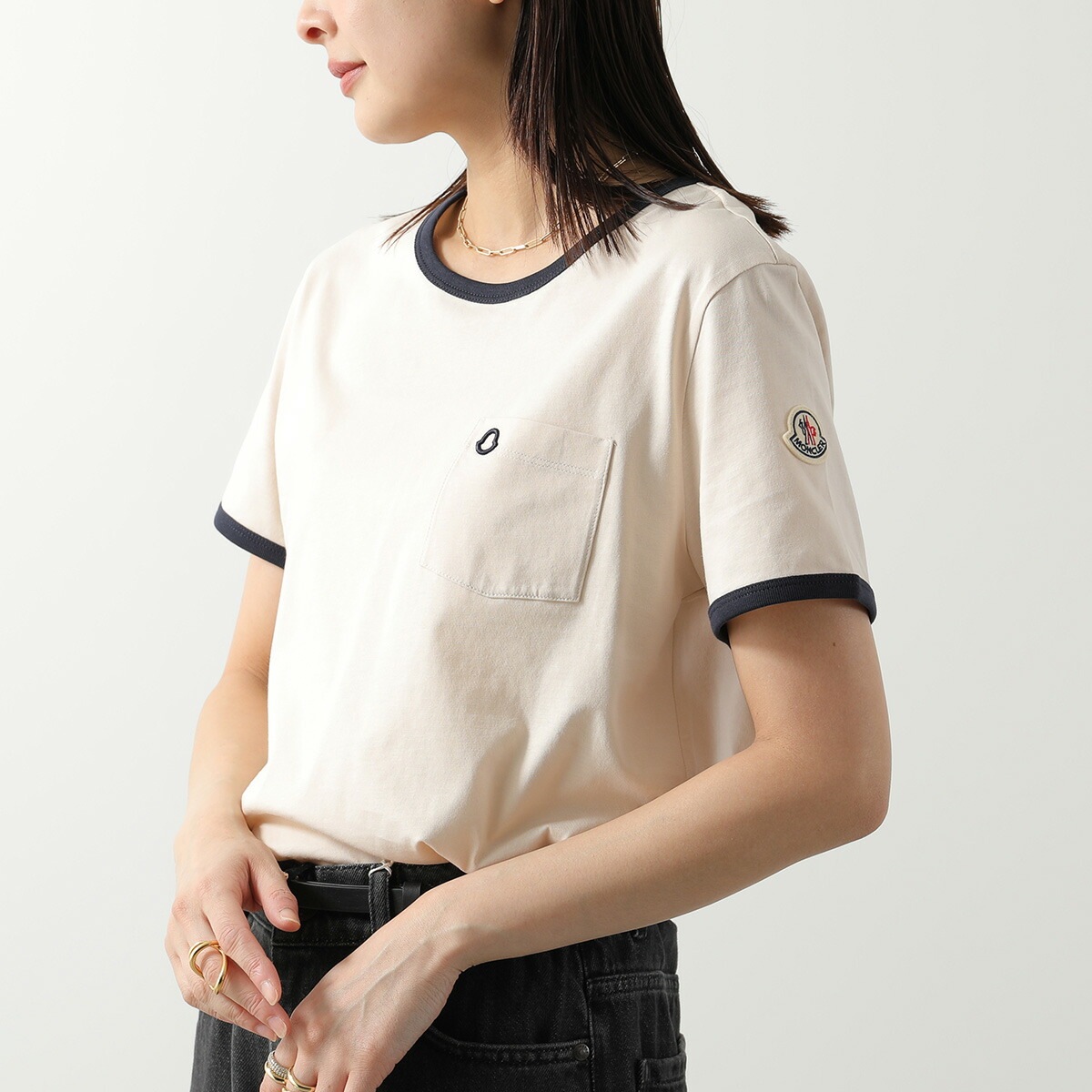 MONCLER モンクレール Tシャツ 8C00019 89AUO レディース コットン クルーネック 半袖 刺繍ロゴ F07