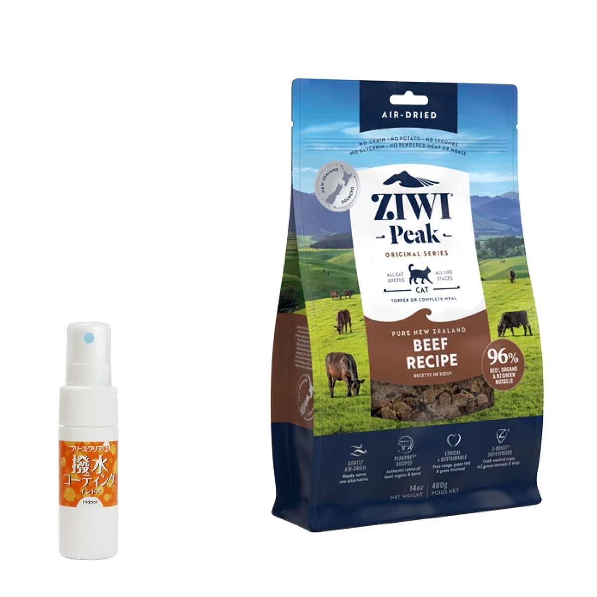 エアドライ キャットフード グラスフェッドビーフ 400g 【撥水コーティングインドア(水回り用) 20ml】