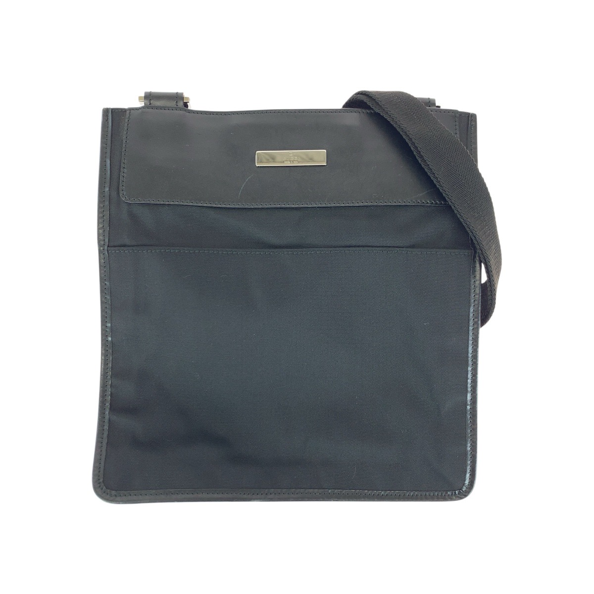 美品 ブラック 黒 シルバー金具 ナイロン/レザー 27639 ショルダーバッグ メッセンジャーバッグ レディース 602120