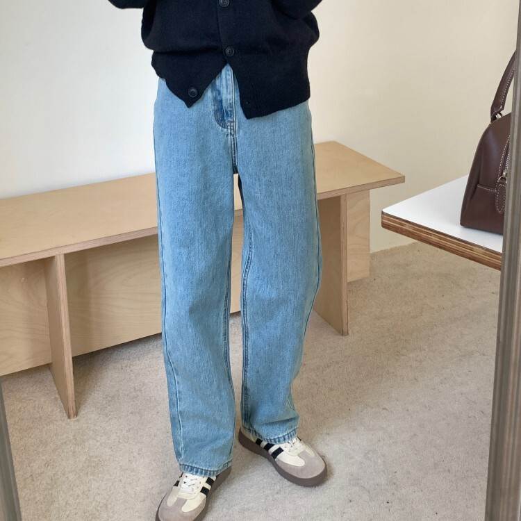 レディース パンツ ボトムス デニム ストレートパンツ ロング ストレート ポケット ハイウエスト かわいい 大人可愛い きれいめ シンプル カジュアル おしゃれ かっこいい レトロ こなれ感 ラフ