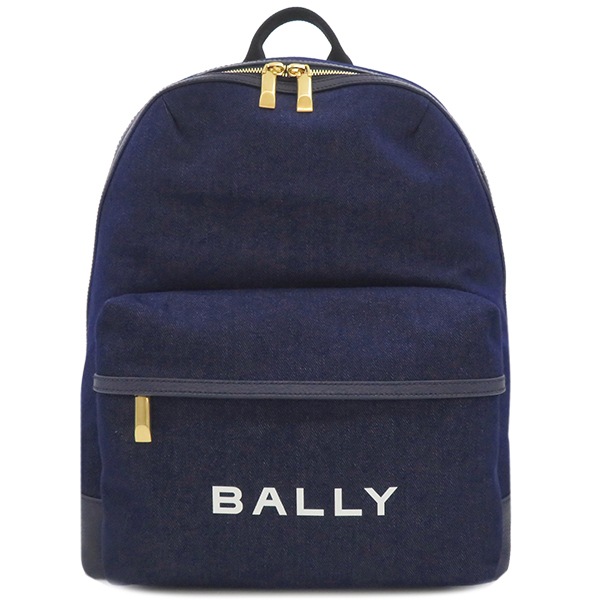 バリー BALLY リュック・デイパック トレック TRECK キャンバス カーフ マルチマリンXオーロ ゴールド金具 新品 未使用 デニム ネイビー 6306640 【保存袋】【中古】