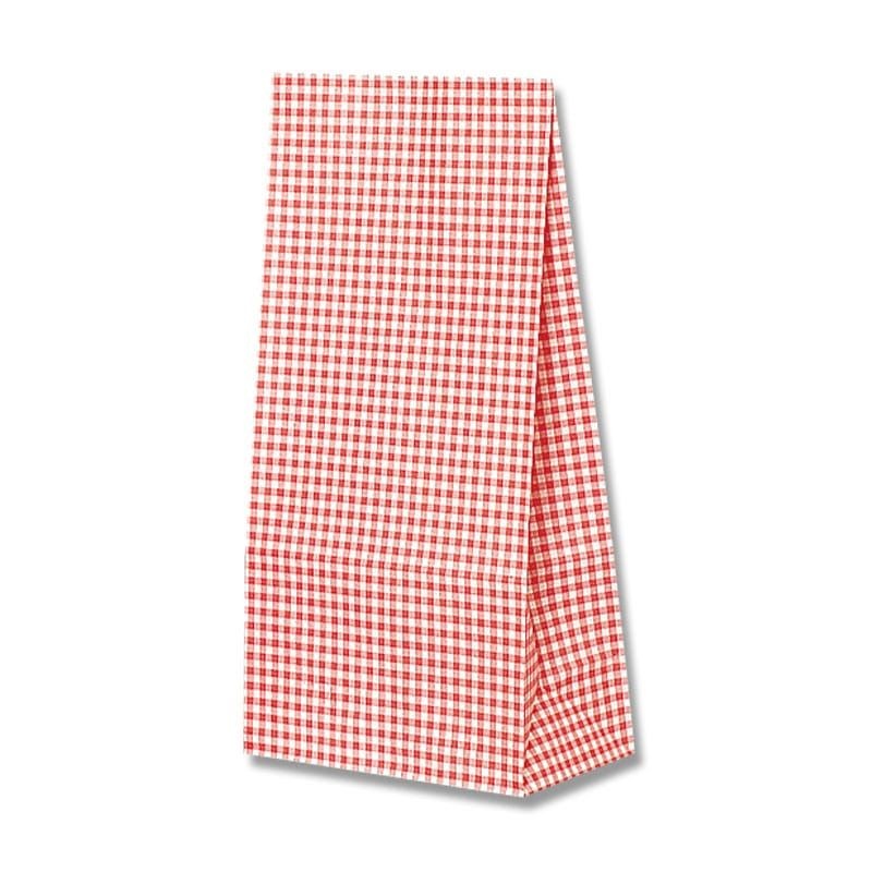 （まとめ買い）シモジマ HEIKO 紙袋 角底袋 No.8 ギンガムミニ赤 100枚 幅155xマチ95x高320mm 004041800 [x3セット]