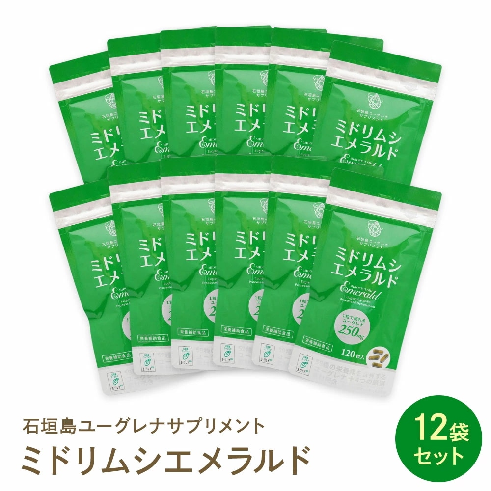ミドリムシエメラルド 120粒入 12個セット ミドリムシ専科 ユーグレナ サプリ サプリメント パッケージリニューアル 増量